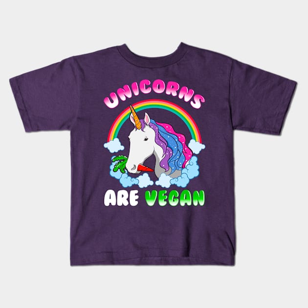 Unicorns Are Vegan Vegetarian Kids T-Shirt by E